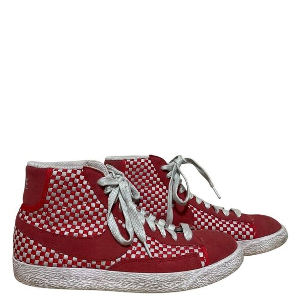 Nike Blazer Mid Woven Hyper Red 555093-600 Men's Size 10 Checkered - Picture 1 of 6